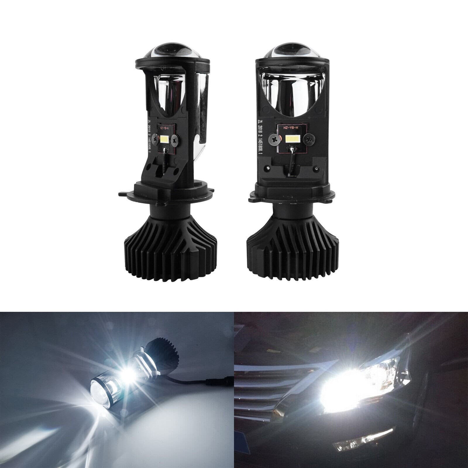 New Y6DY8Y7DH4 Lens LED Headlight Universal for Car and Motorcycle, Projector Light High/Low Beam 12-24V Universal