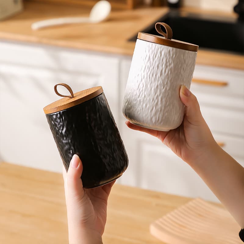 Nordic Ceramic Tea Canister, Food Storage Jar, Household Food-Grade Sealed Container, Coffee Bean Can, Sugar Jar