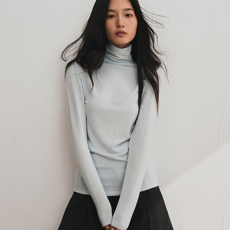 Tencel acetate wool base shirt women's autumn/winter Lyocell slim high neck top high-end stylish inner wear T-shirt