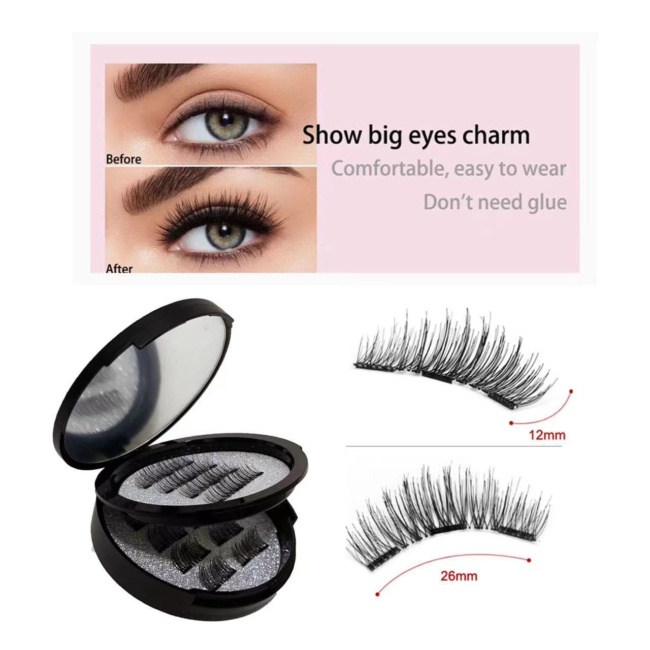 Magnetic Lashes 24P-3 Half Eye with Mirror No Glue Required Fake Eyelashes Imported Fiber Quality Lightweight And Comfortable