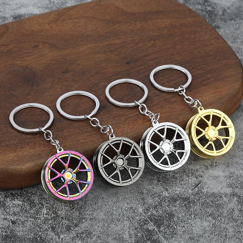 Creative Metal Keychain Turbo Gear Hub Brake Disc Shock Absorber Caliper Car Keychain Pendant Wholesale