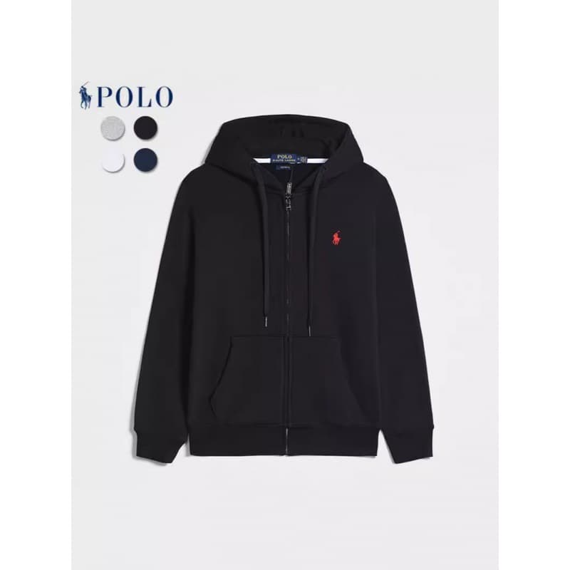 Spring/Autumn Lightweight RL Classic Solid Color Embroidered Cardigan Sweatshirt, Minimalist American Style Small Pony Polo Loose Jacket