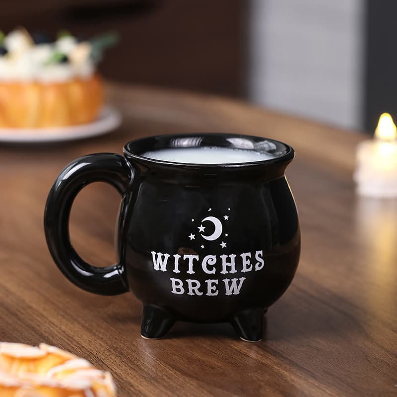 In Stock Cross-Border Ceramic Witch Coffee Cup Cauldron Mug Halloween Witch Mug Coffee Cup