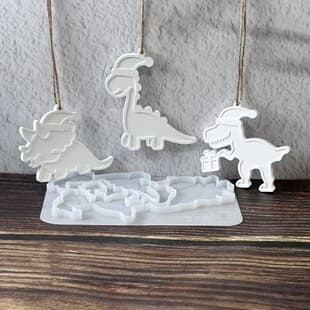 S2131 Christmas Dinosaur Hanging Ornament Decorative Cement Plaster Mold DIY Silicone Mold