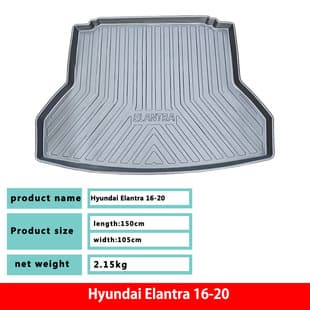 Custom Fit TPE Trunk Mat for 2016-2020 Hyundai Elantra, Wear-Resistant, Interior Modification, Eco-Friendly