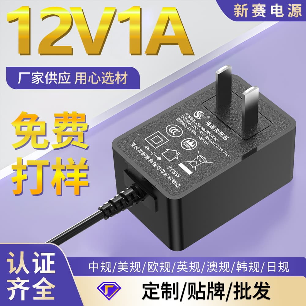 Wall Plug 12V1A Power Adapter with China Compulsory Certification (CCC) and 12W Switch Mode Power Supply