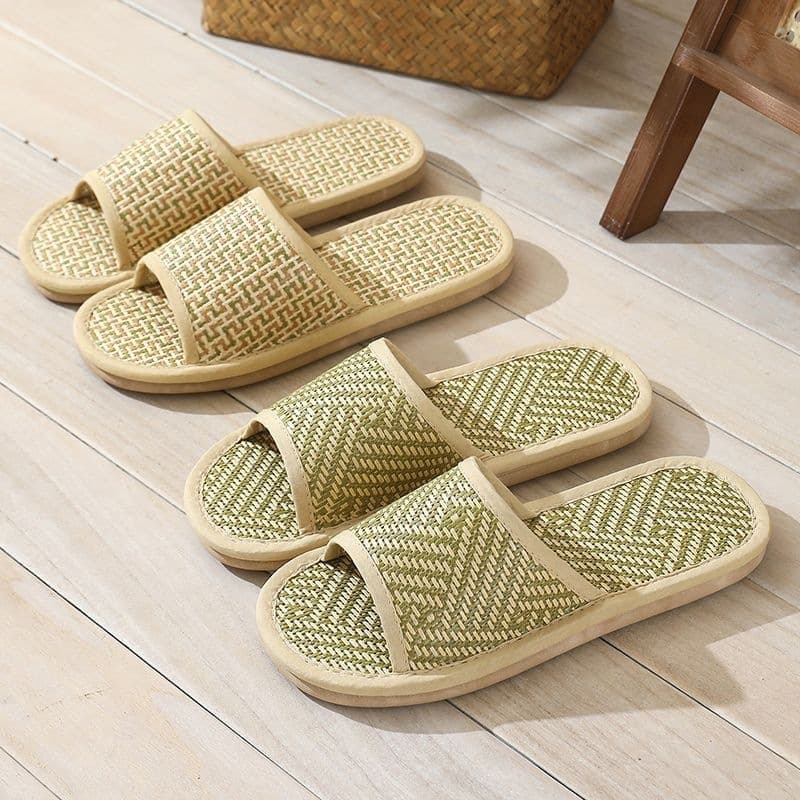 Rattan and Linen Slippers Summer Indoor Home Casual Slippers 2026 New Lightweight Couple Men Women Breathable Anti-Slip Outdoor Wear