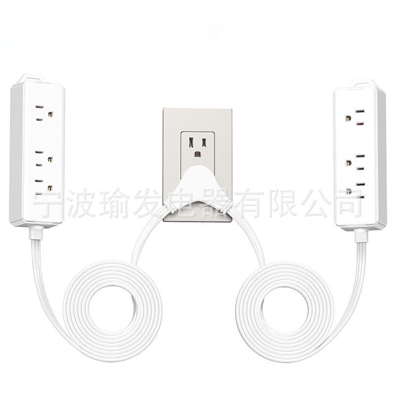 US standard double-ended extension socket power strip 3-pin flat plug 6-socket industrial plastic extension cord