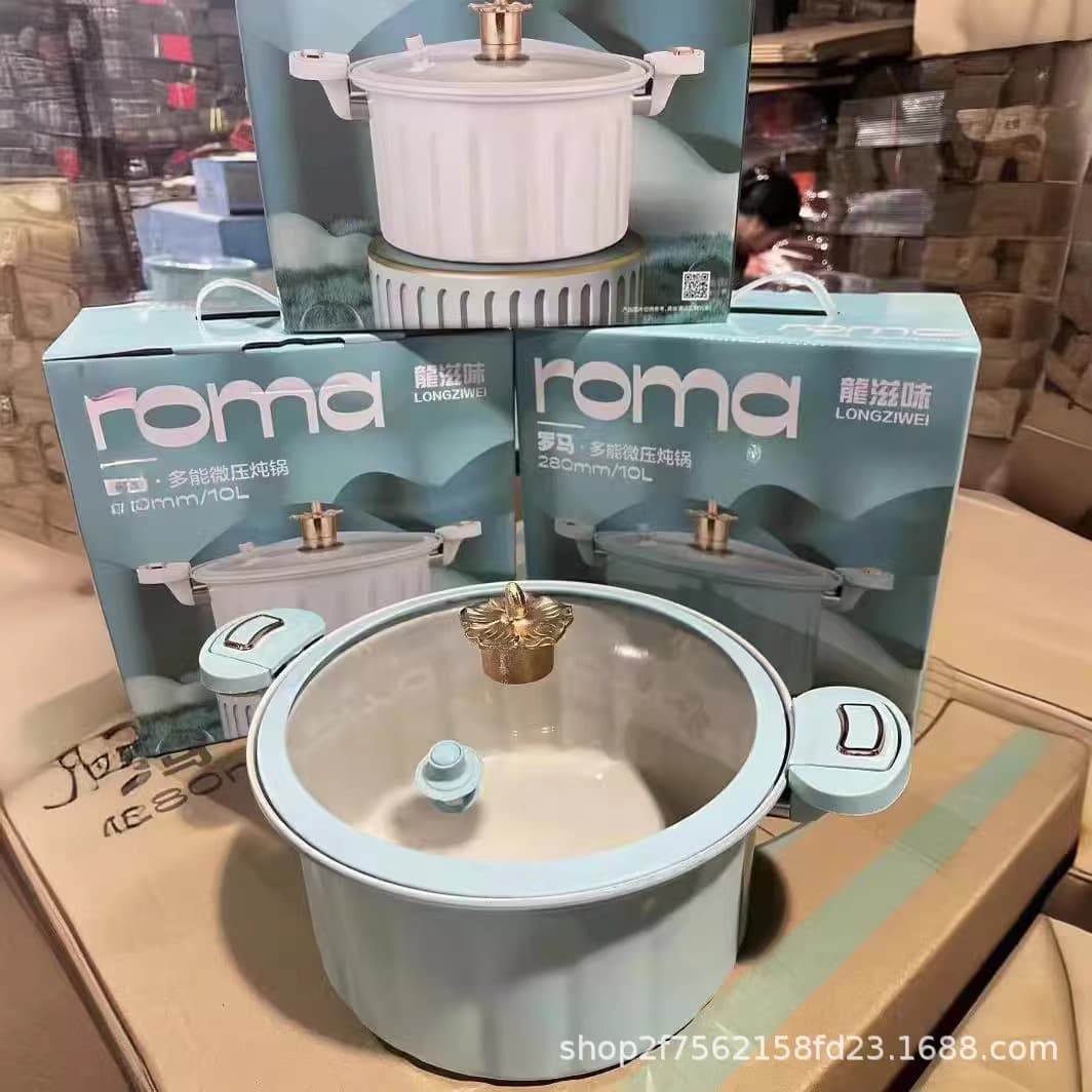 New Micro-Pressure Roman Pot Enamel Universal Non-Stick Double-Ear Pot for Soup, Steaming, Stewing, Multi-Functional Soup Pot Gift Cookware