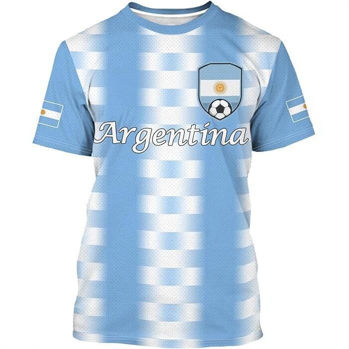 Summer World Cup Argentina Mexico Brazil Fan 3D Digital Print Short Sleeve Football Men's Breathable T-Shirt