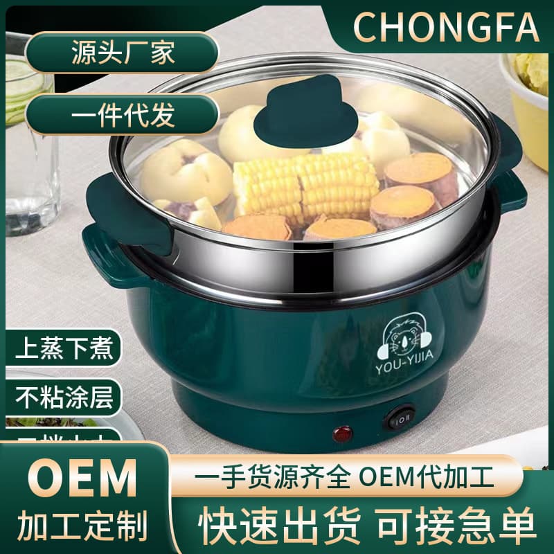 Electric Hot Pot Household Electric Stir-Fry Pan Steamer Multifunctional Electric Cooker Student Dormitory Small Electric Pot Rice Cooker for 2-3 People