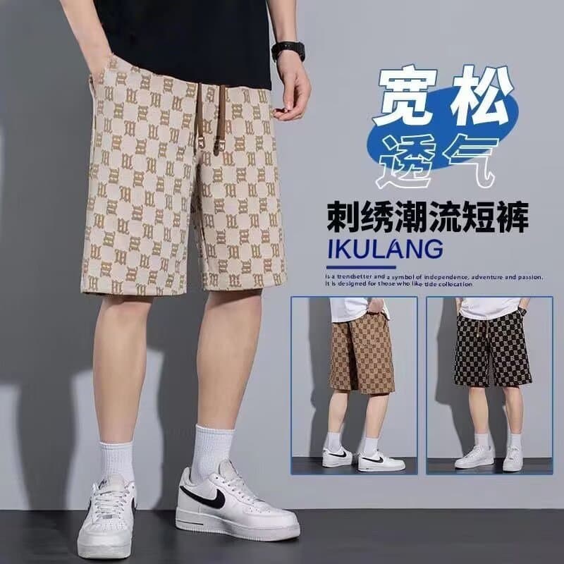 Trendy Loose Fit All-Over Print Five-Point Shorts Ice Silk Men's Summer Thin Versatile Straight Casual Mid-Length Shorts