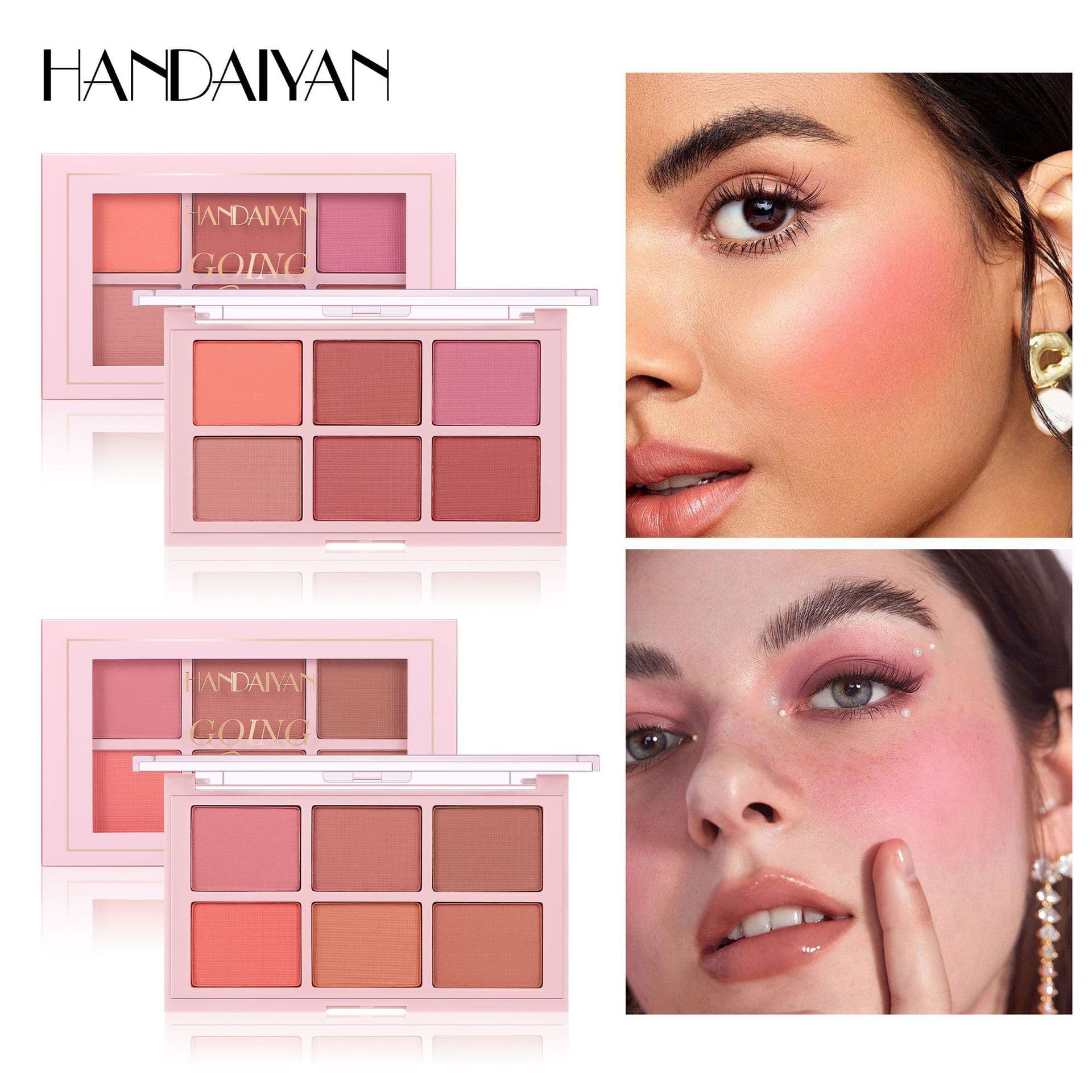Cross-border Blush Pink Series 8-Color HANDAIYAN Blush Swatched In Stock Wholesale Matte Blush Palette