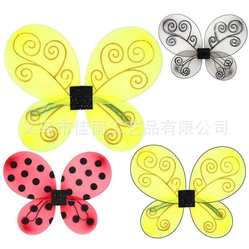 Yellow Bee Wings Half-fold Elf Fairy Butterfly Wings Fairy Wand Set Ladybug Angel Wings Wholesale