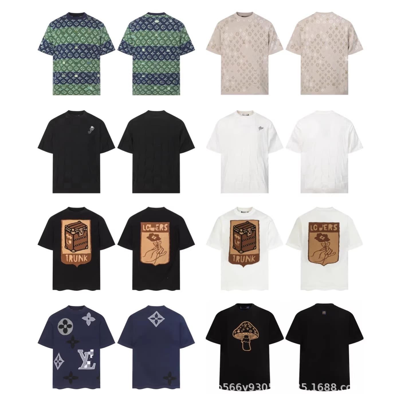 Cross-border 26SS Trendy L Brand Jacquard Knit Crew Neck Short Sleeve Fashionable Casual Versatile Intarsia Knit T-Shirt