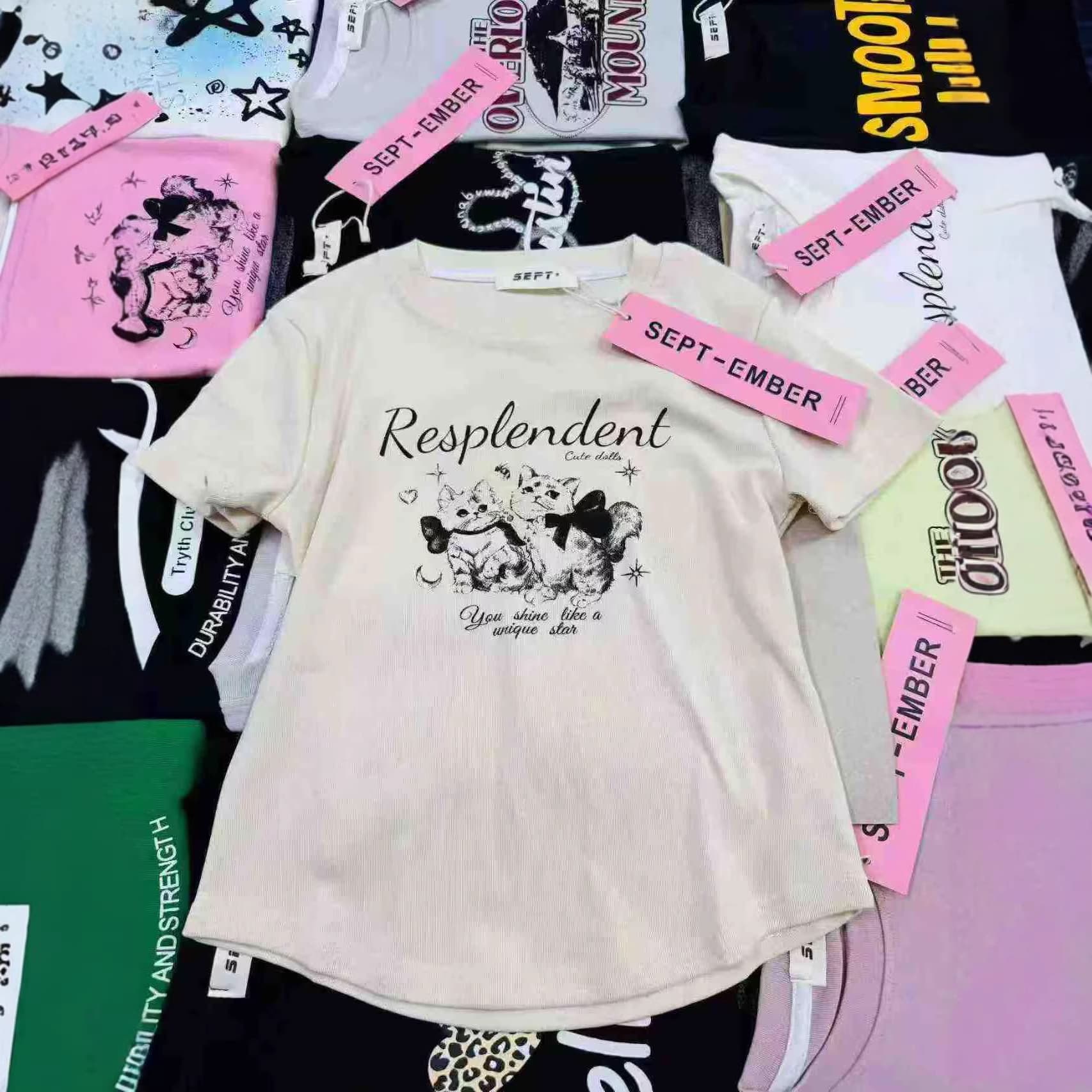230g Pure Cotton Sexy Women's Cropped T-Shirt Pure Cotton Short Sleeve T-Shirt Women Korean Style