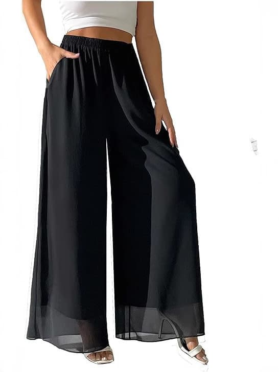 2025 Cross-border Independent Station Temu Europe and America AliExpress Amazon Casual Chiffon Wide-leg Pants Loose Trousers
