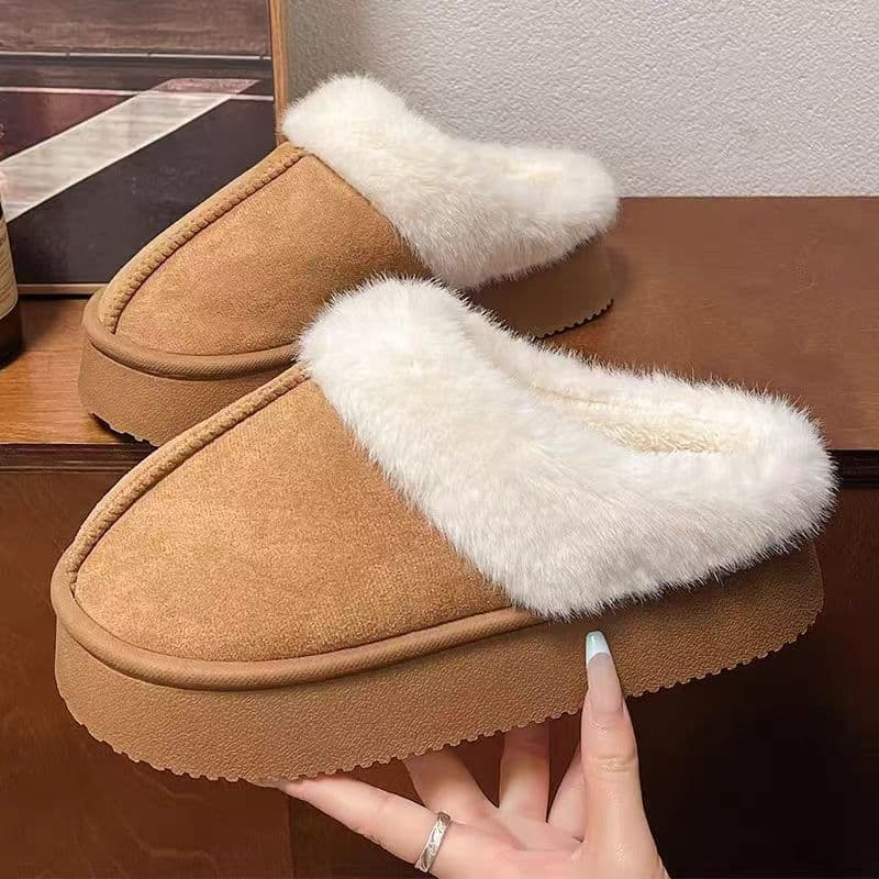 Women's Cotton Slippers with Fleece Lining, Thickened Non-Slip Sole, Indoor Height-Increasing Slippers, Couples Slippers, Women's Cotton Slippers