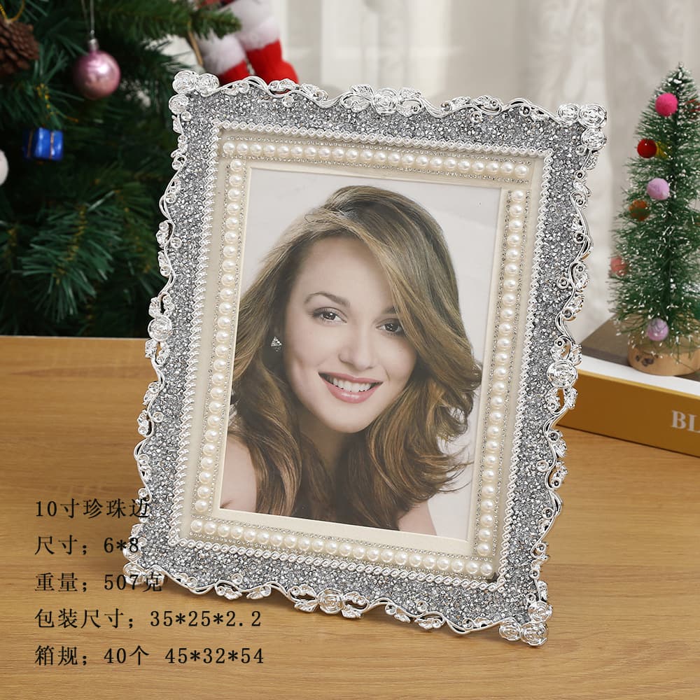 Cross-border Creative European-style Photo Frame Modern Minimalist Handmade Rhinestone Desktop Decoration Horizontal and Vertical Universal Picture Frame