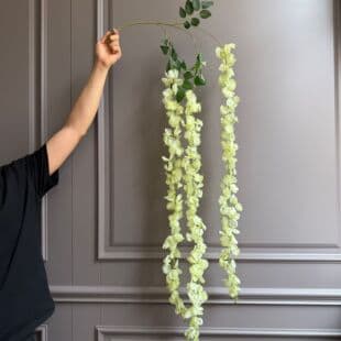 3-Fork Round Wisteria Flower Cross-Border Export Wedding Hall High-End Simulation Wisteria Hanging Ceiling Flower Factory Wholesale Artificial Flowers