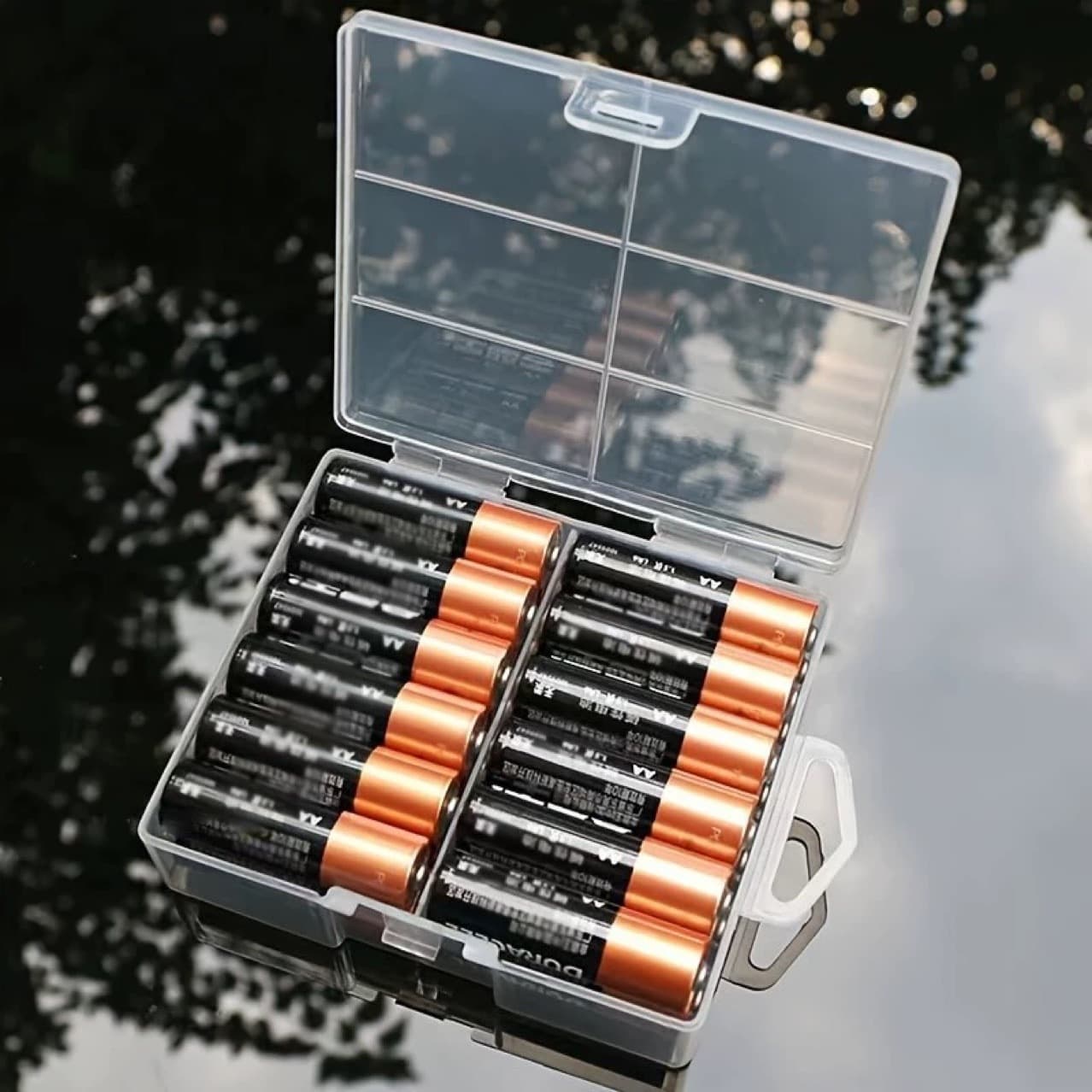 Battery Storage Box 24 Slots Size 7 AAA, AA Size 5 Large Battery Storage Box Protective Case Transparent Eco-Friendly Plastic