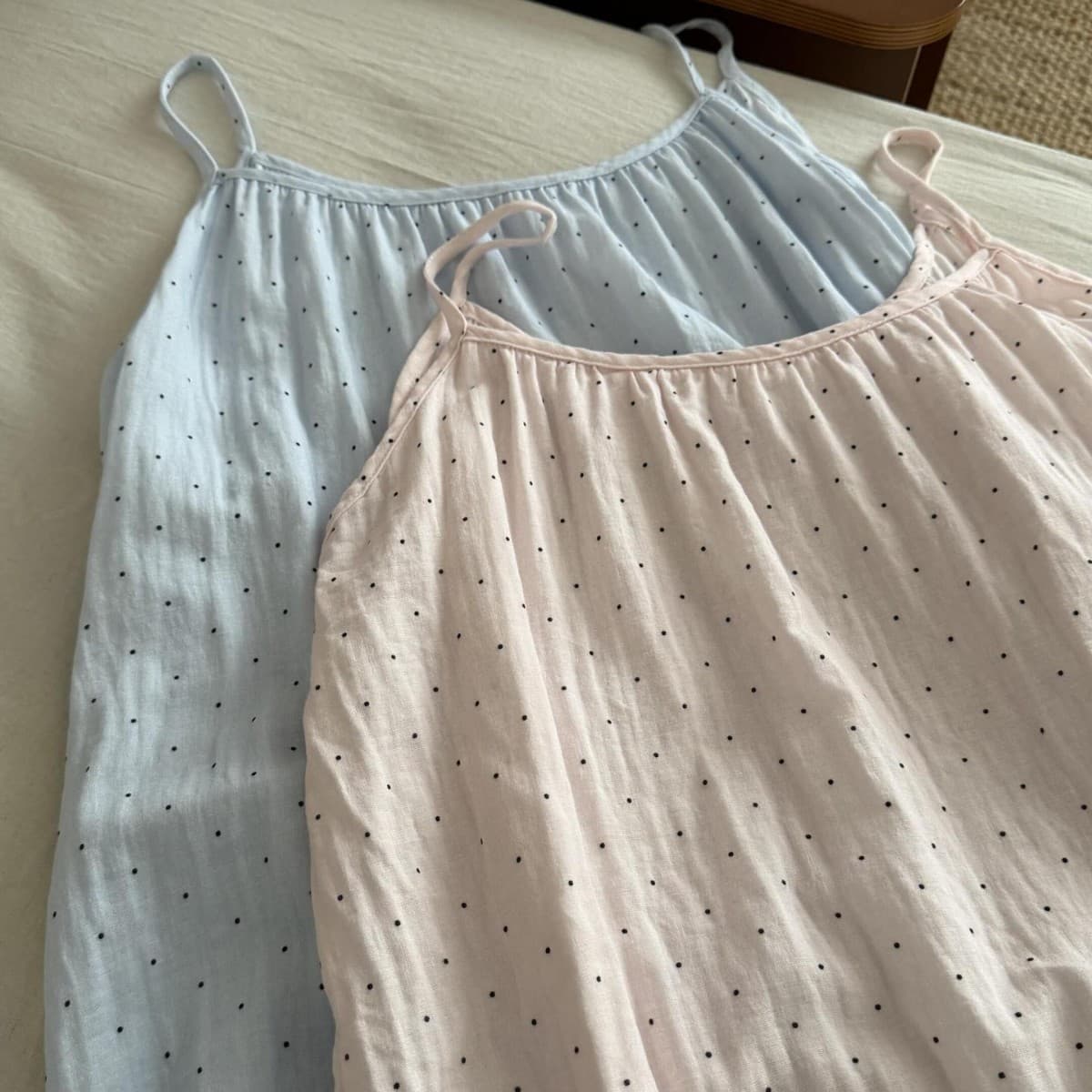 100% Cotton! Double-Layer Cotton Gauze Summer Camisole Nightgown for Women, Cute Girly Dress That Can Be Worn Outside.