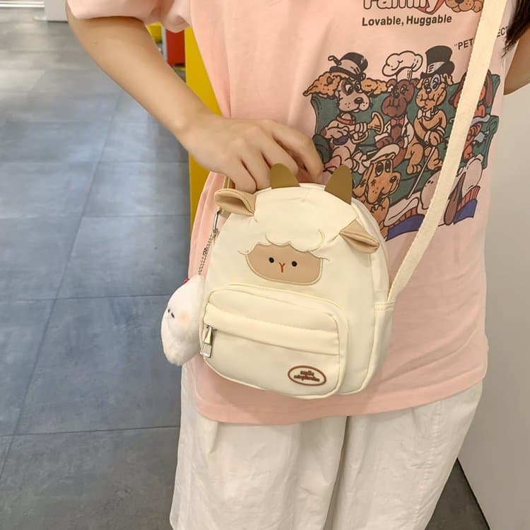 Soft Cute Girly Crossbody Bag for Women Ins Japanese Style Cute Cartoon Lamb Phone Bag Student Children Single Shoulder Bag