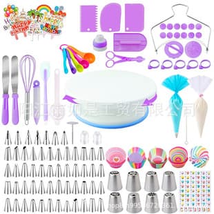 Amazon Stock 356-Piece Cake Turntable Set, Cake Baking Tools, Cream Piping Nozzles, Spatula, Scraper