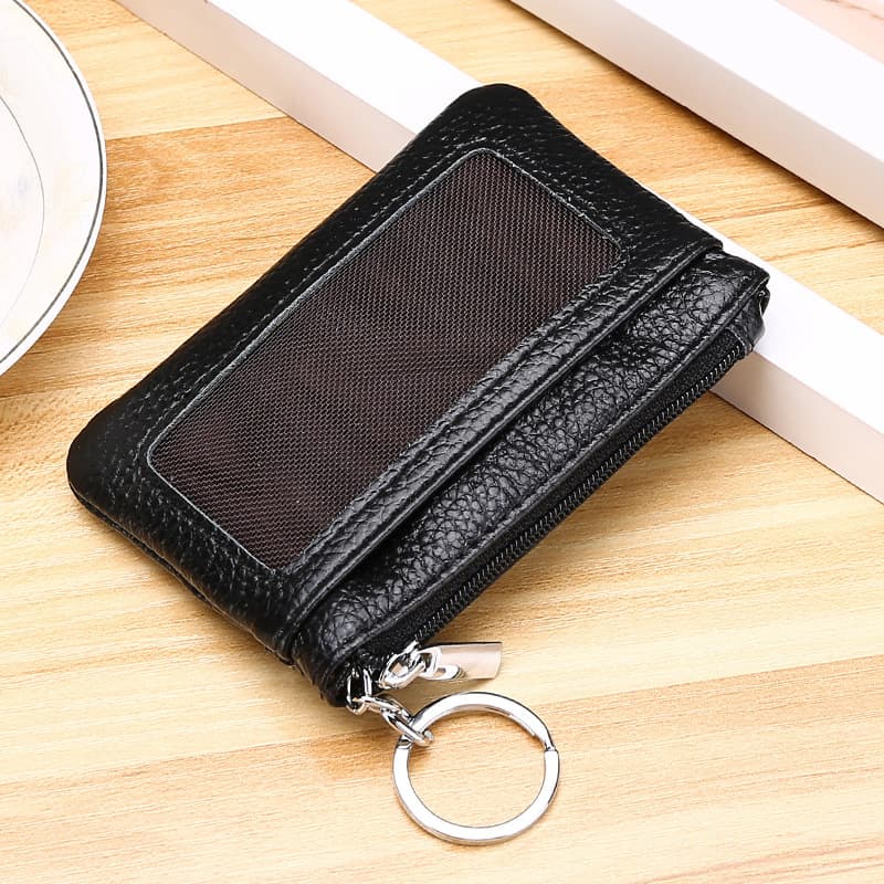 Top Layer Cowhide European and American Women's Coin Purse Bus Card Holder Genuine Leather Coin Bag ID Card Holder Wallet
