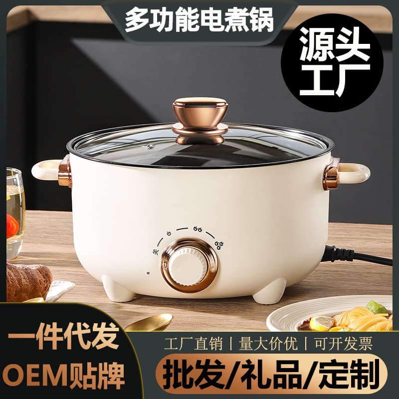 Electric cooking pot, multi-functional household frying, steaming, cooking, dormitory, student pot, rice cooker, instant noodle cooker, electric hot pot, stir-frying pan