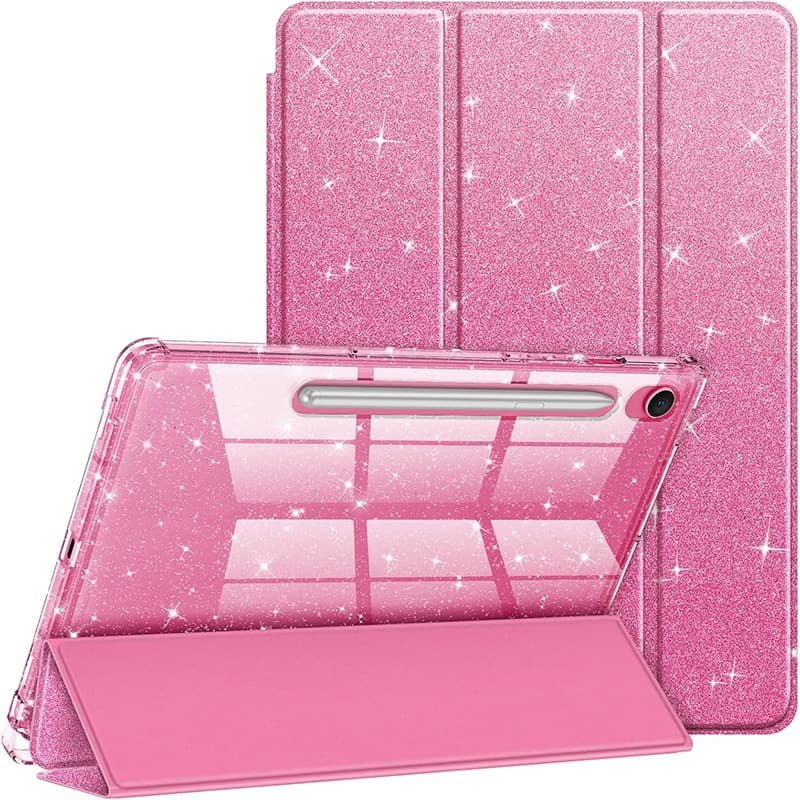 Compatible with Samsung Tab S9/S10FE Glitter Pen Slot Acrylic Case Samsung S10Lite Starry Sky Protective Cover