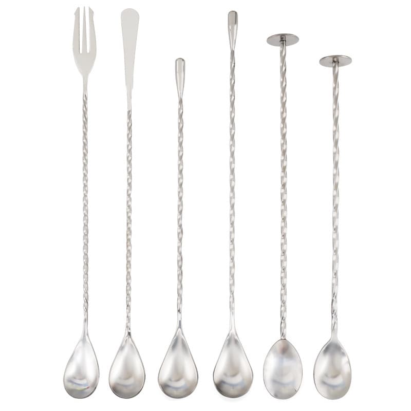 304 Stainless Steel Bar Spoon Bar Coffee Milk Tea Threaded Stirring Spoon Double-ended Cocktail Water Drop Stand Long Handle Ice Scoop