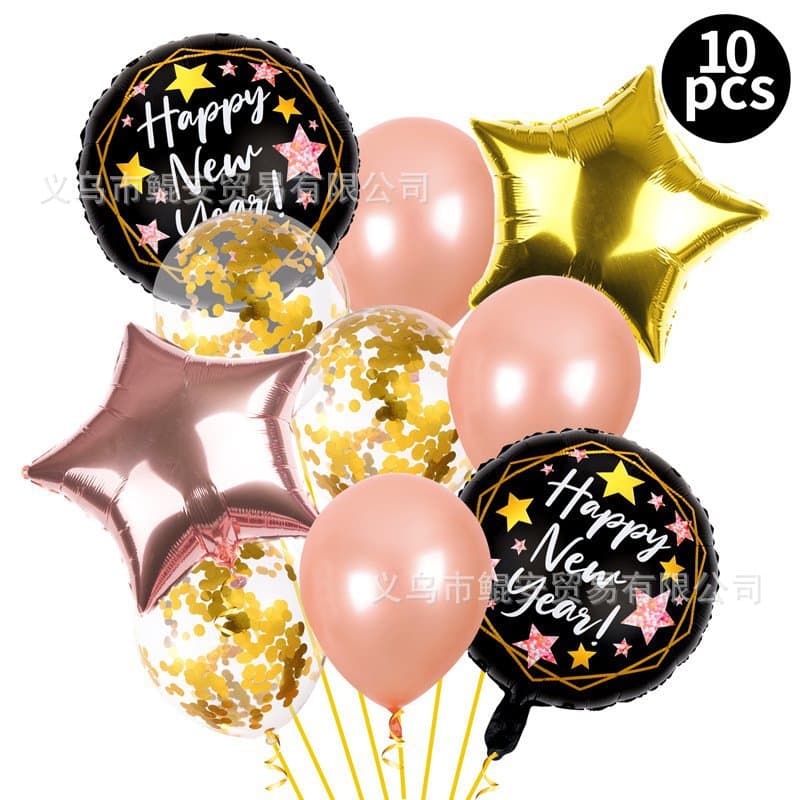 New Year Theme Balloon Set New Year's Eve Party Decoration New Year's Eve Party Scene Decoration Atmosphere Aluminum Foil Balloons