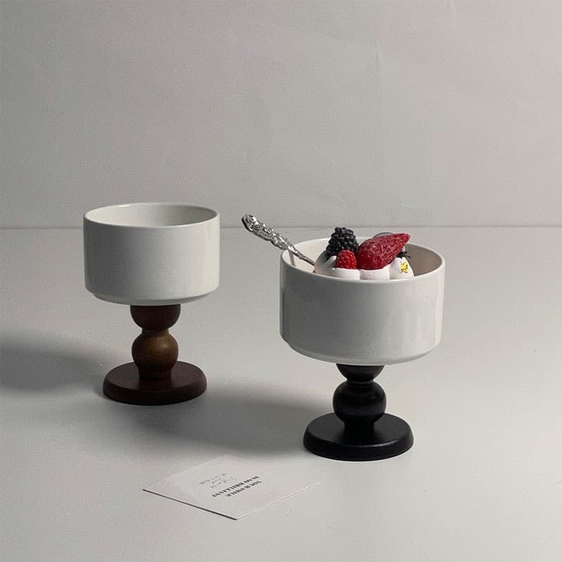French Ins Style Vintage Ceramic Stem Glass Stem Bowl Cocktail Cup Dessert Bowl Decoration