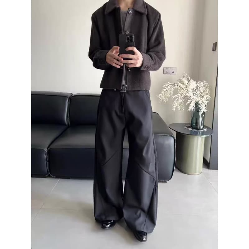 Black Casual Trousers for Men Summer High-Waist Straight-Leg American Style Student Work Pants High-Street Vibe Curved Blade Cargo Pants