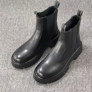 2025 Autumn Men's Chelsea Boots Foreign Trade Thick Sole Martin Boots Mid-Calf Slip-On Casual Boots Drop Shipping
