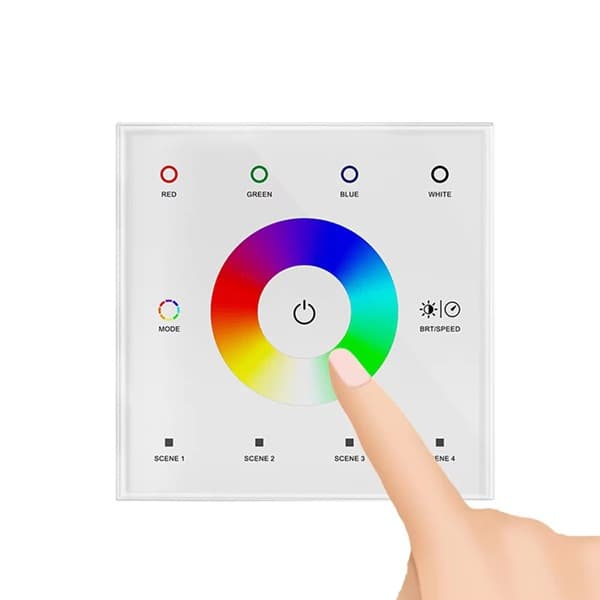 1 Piece Color: White Material: Plastic 12-24VDC Wireless Dimmer 1 Channel 2 Channel 3 Channel 4 Channel RF Touch