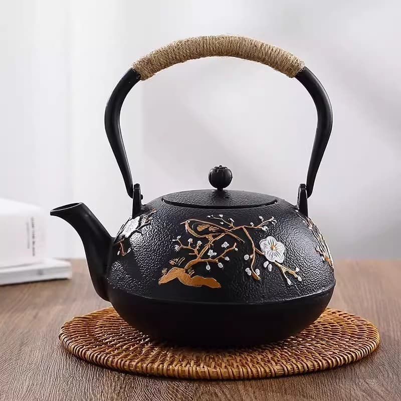 Joyful Magpies Cast Iron Kettle, Household Cast Iron Teapot, Handmade Uncoated Raw Iron Pot, Japanese Style Old Iron Kettle, Water Boiling Kettle Wholesale