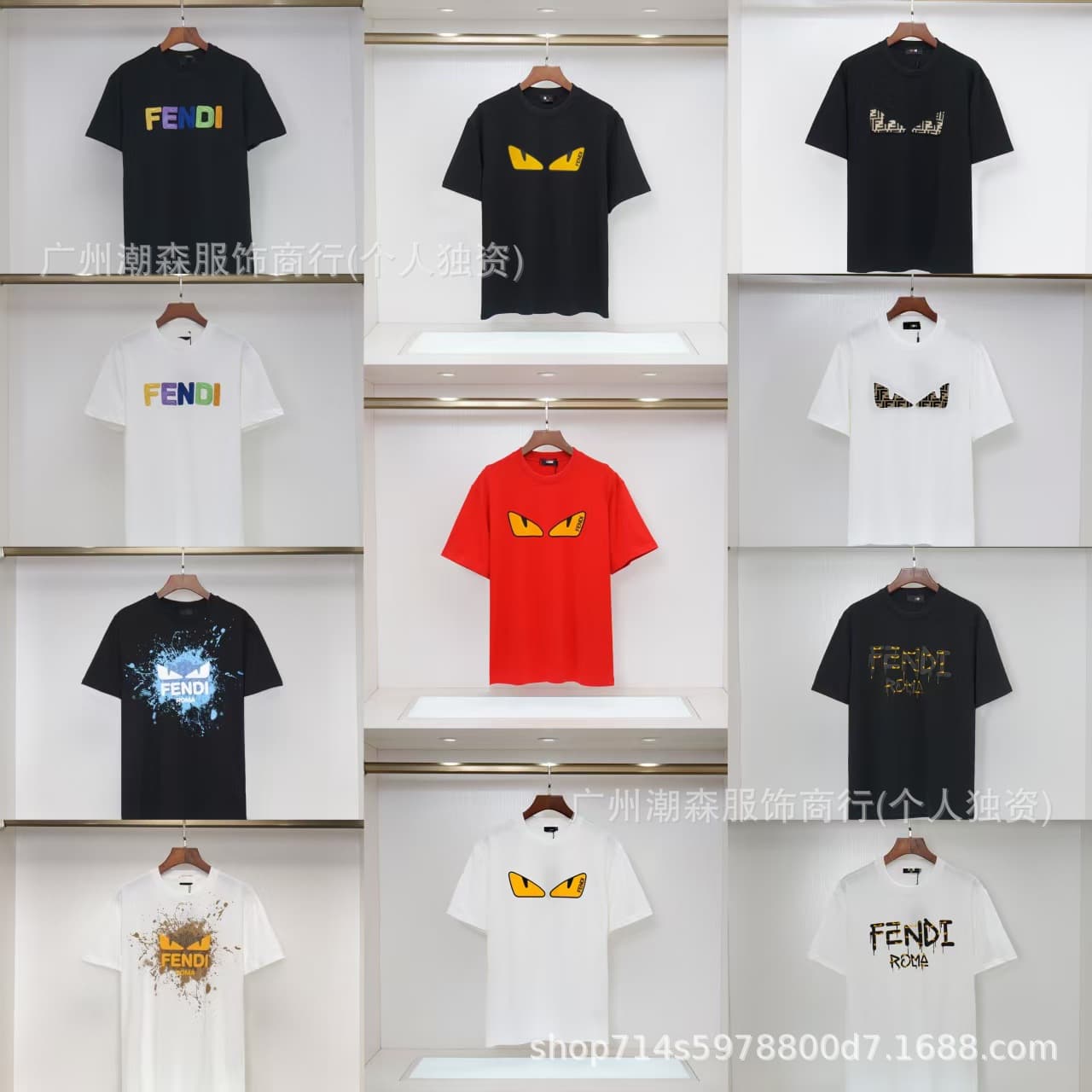 Cross-border 26SS Correct Version FD Hot-selling Double F Classic Little Monster Round Neck Short Sleeve T-shirt Unisex Foreign Trade Stock