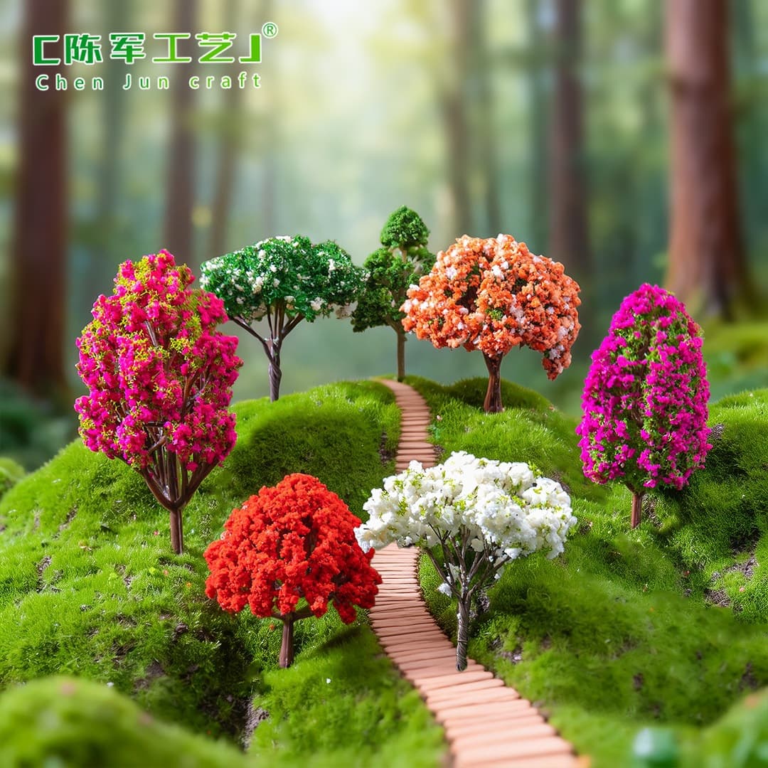 Micro-landscape simulated cherry blossom trees, a variety of optional creative plastic flower ornaments, house model villa flowers and plants