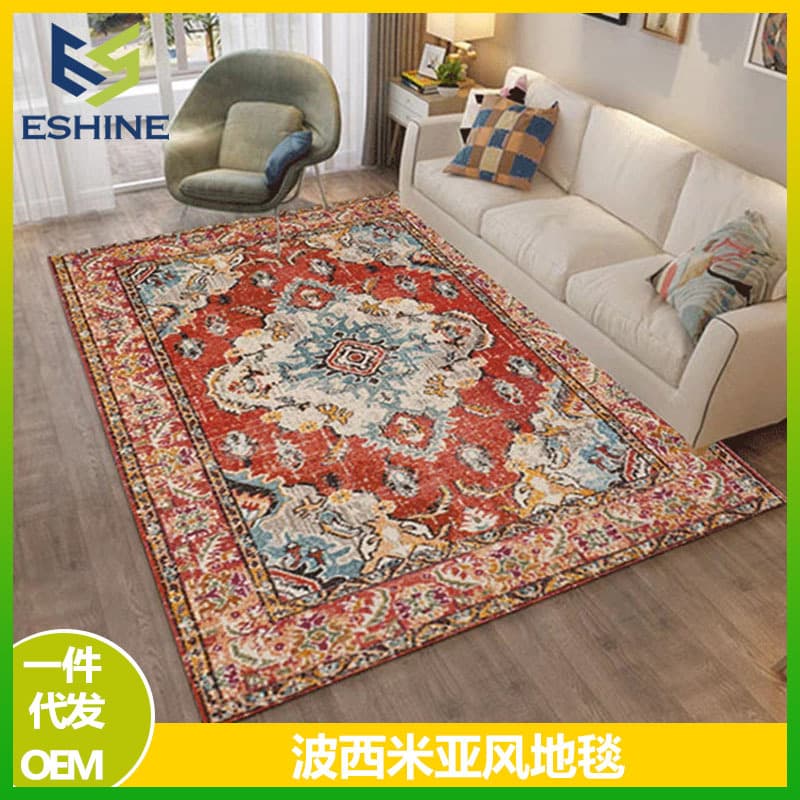 Cross-border Persian carpet Bohemian retro ethnic style living room imitation cashmere carpet sofa bedroom room carpet