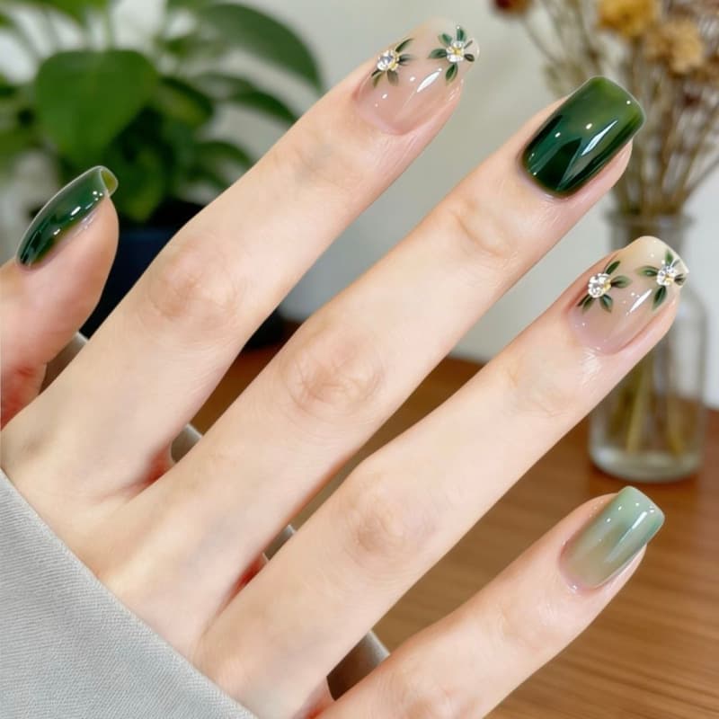 Handmade manicure, wearable nails, Senyu shimmer fake nails, niche fairy-like pile diamonds, advanced whitening atmosphere, removable nails