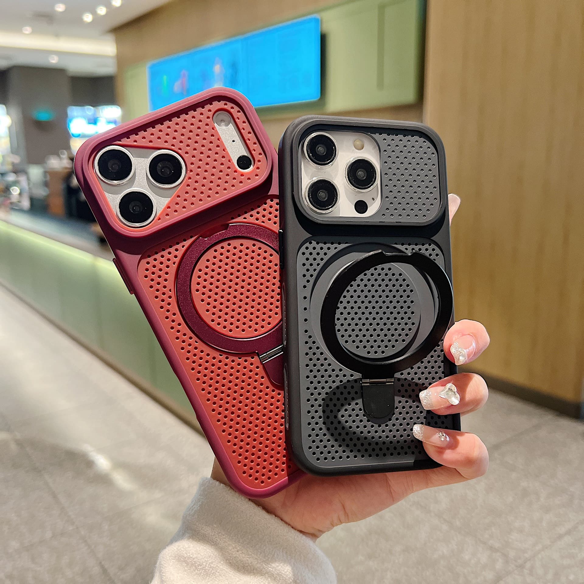 Hollow honeycomb cooling bracket suitable for iPhone17promax mobile phone case Apple 16plus mesh 15 heat dissipation