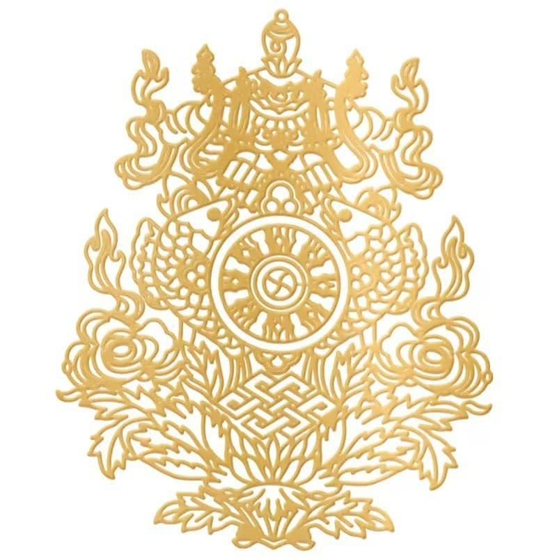 Trendy Creative Metal Sticker Tibetan God of Wealth Zaki Lama Auspicious Golden Wheel Lotus Phone Case Sticker
