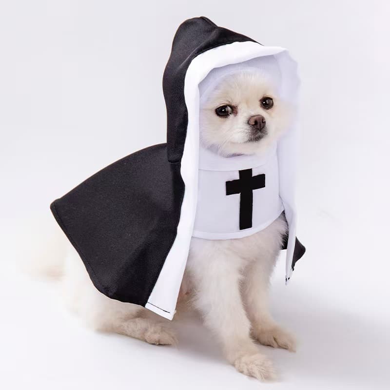 Cat Costume Dog Clothes Pet Costume Dress-Up Funny Nun Outfit Cosplay Prop Small and Medium Cute Pet Apparel