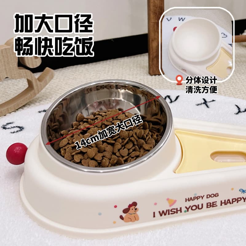 Stainless Steel Dog Bowl Cat Bowl Neck-Protecting Feeding and Watering Dispenser 2-in-1 Pet Feeder Cat Food Dog Bowl Pet Feeding Set