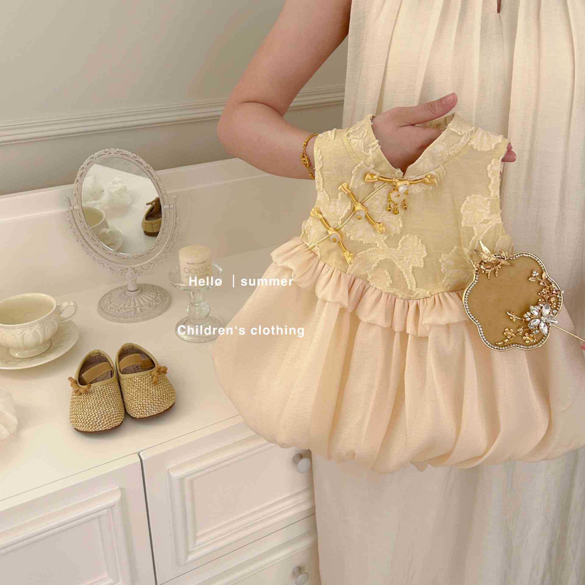Changle Weiyang! Girls dress, new Chinese style one-year-old baby dress, little girl princess style birthday dress