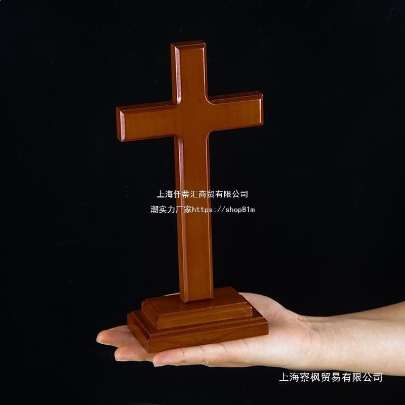 Oak Wood Cross Ornament Church Supplies Home Decorative Item Small Gift
