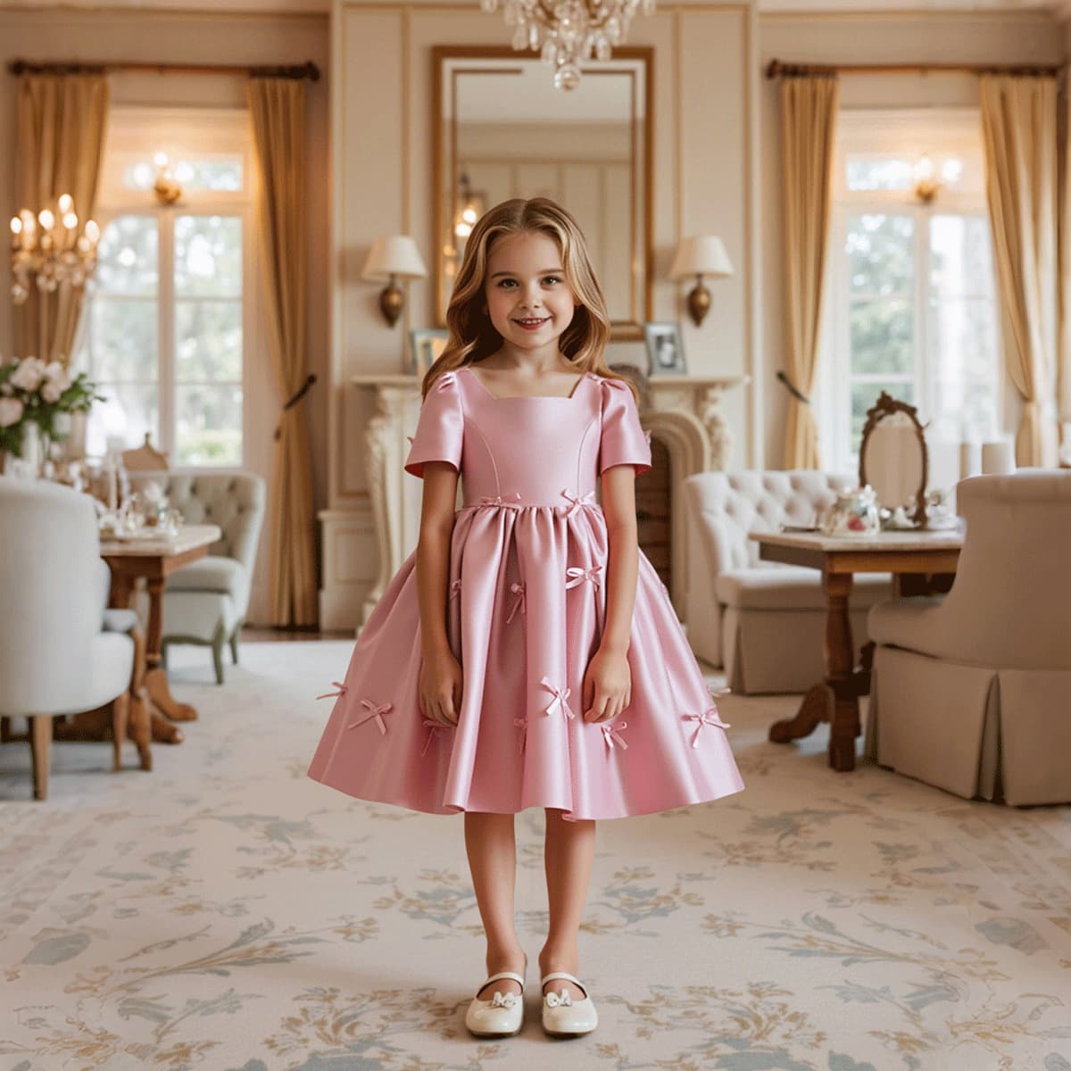 New Children's Princess Dress for Girls Birthday Evening Gown Catwalk Piano Performance Outfit
