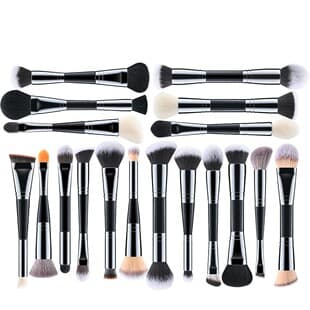 Dual-Ended Makeup Brush Large 2-in-1 Blush Brush Nose Shadow Brush Concealer Brush Angled Brush Small Eye Brush Blending Brush